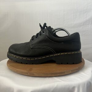 Vintage Dr Martens Oxford Shoes Black Leather Size 11 Made in England- See Desc